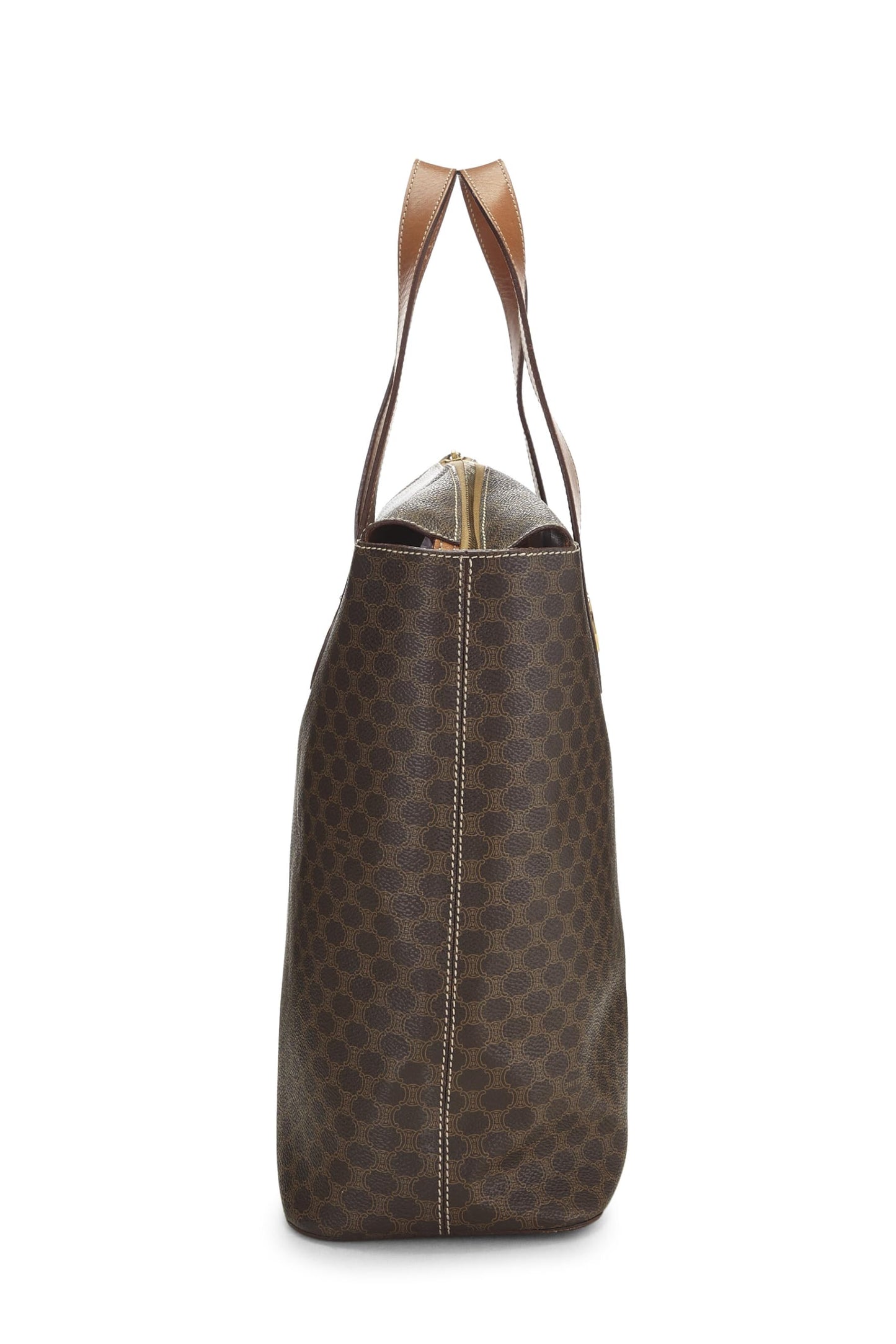 Céline, Pre-Loved Brown Coated Canvas Macadam Tote, Brown