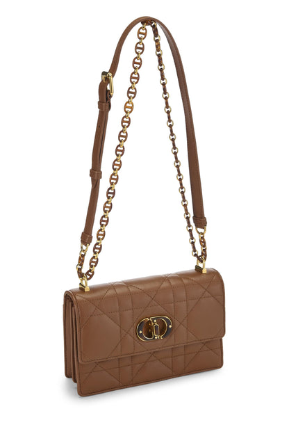 Dior, sac Miss Caro Mini en cuir d'agneau Cannage marron d'occasion, marron