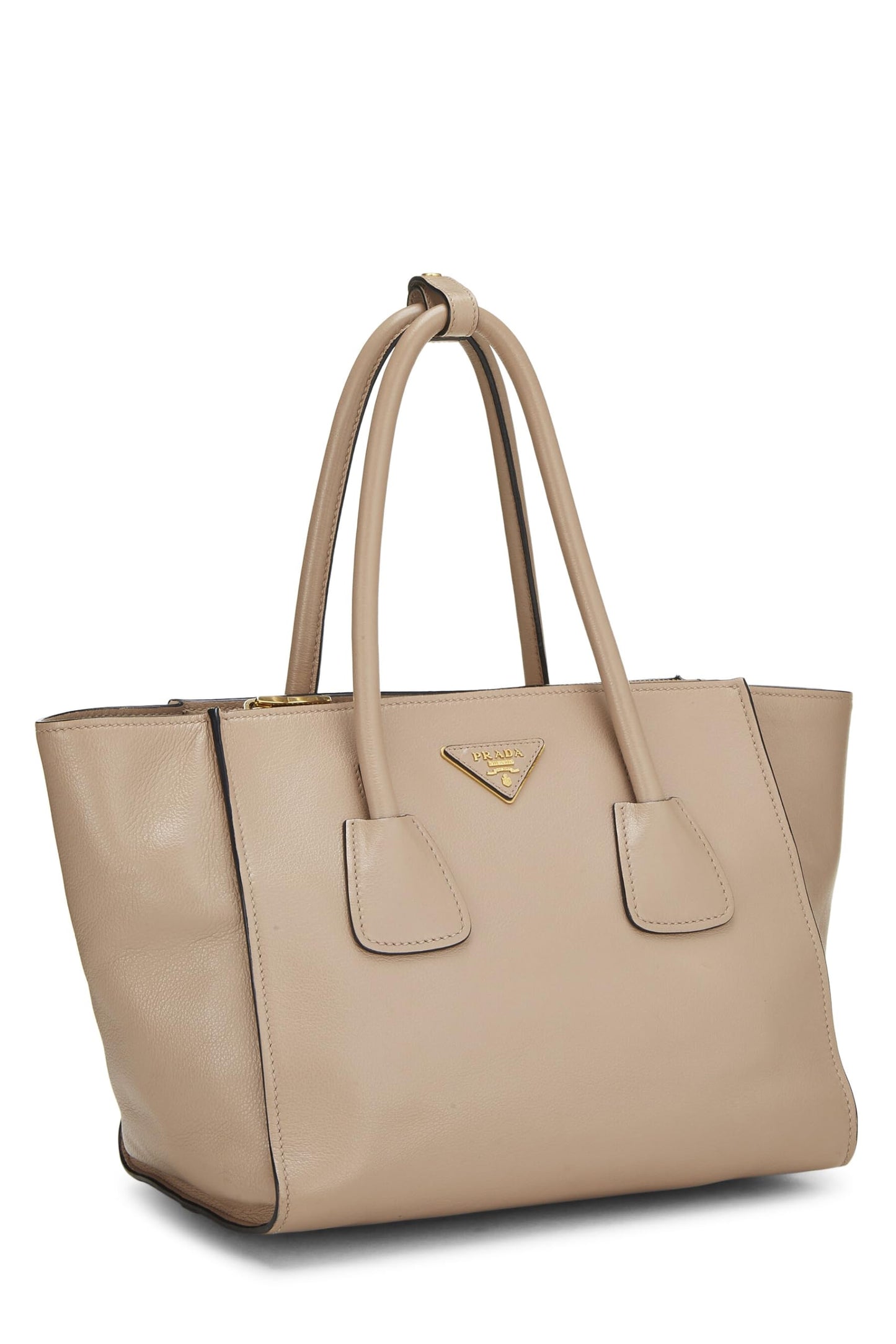 Prada, Bolso tote trapecio Vitello Daino beige Pre-Loved, Beige