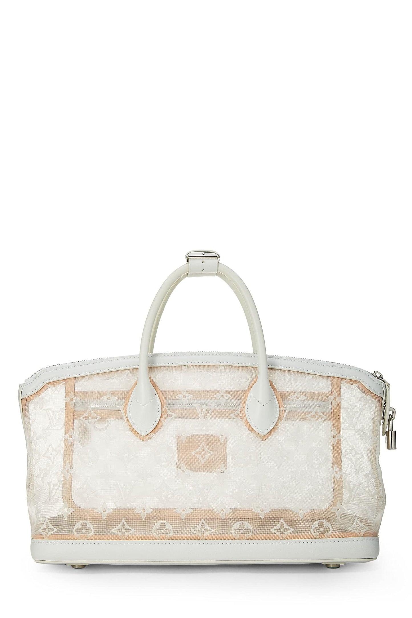 Louis Vuitton, Pre-Loved Lock It East-West con transparencia de malla con monograma blanco, Blanco