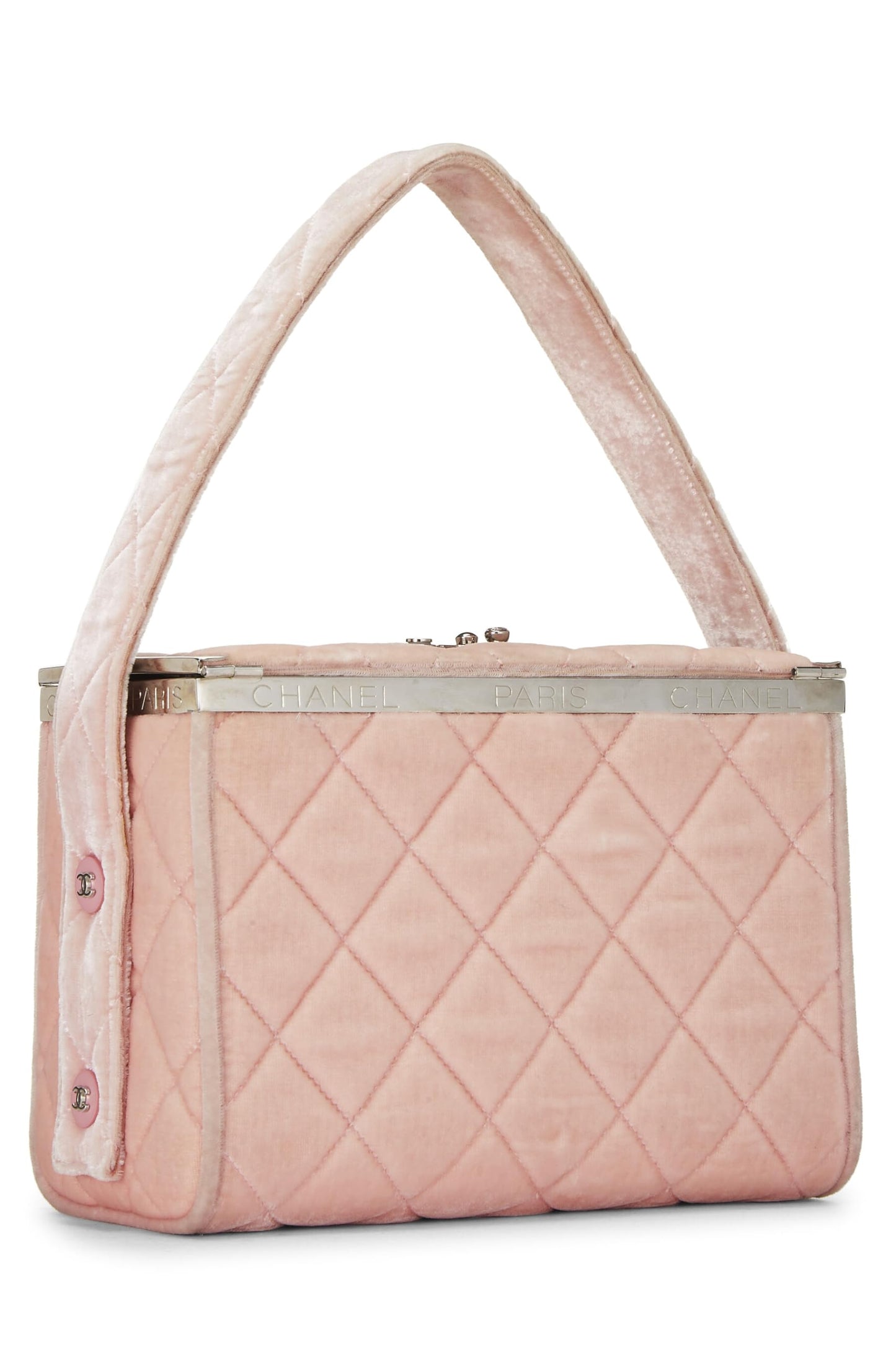 Chanel, Pre-Loved Pink Quilted Velvet Box Vanity Medium, Pink