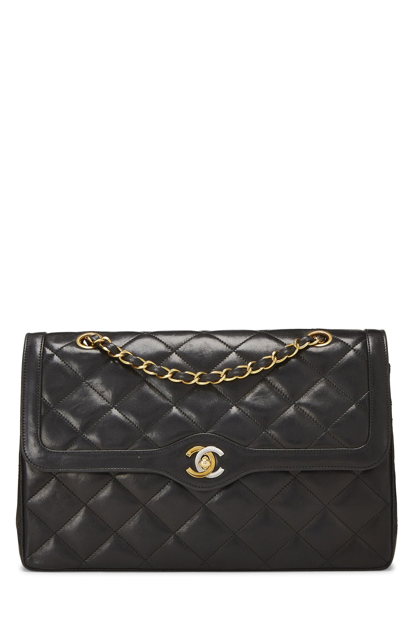 Chanel, Jumbo Double Flap en cuir d'agneau matelassé noir d'occasion, édition limitée Paris, noir