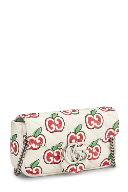 Gucci, Pre-Loved White & Multicolor Leather Valentine's Day Marmont Super Mini, White