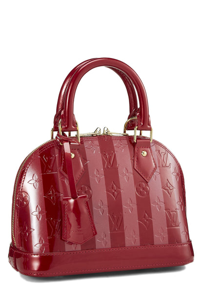 Louis Vuitton, Pre-Loved Indian Rose Monogram Vernis Rayures Alma BB, Rojo