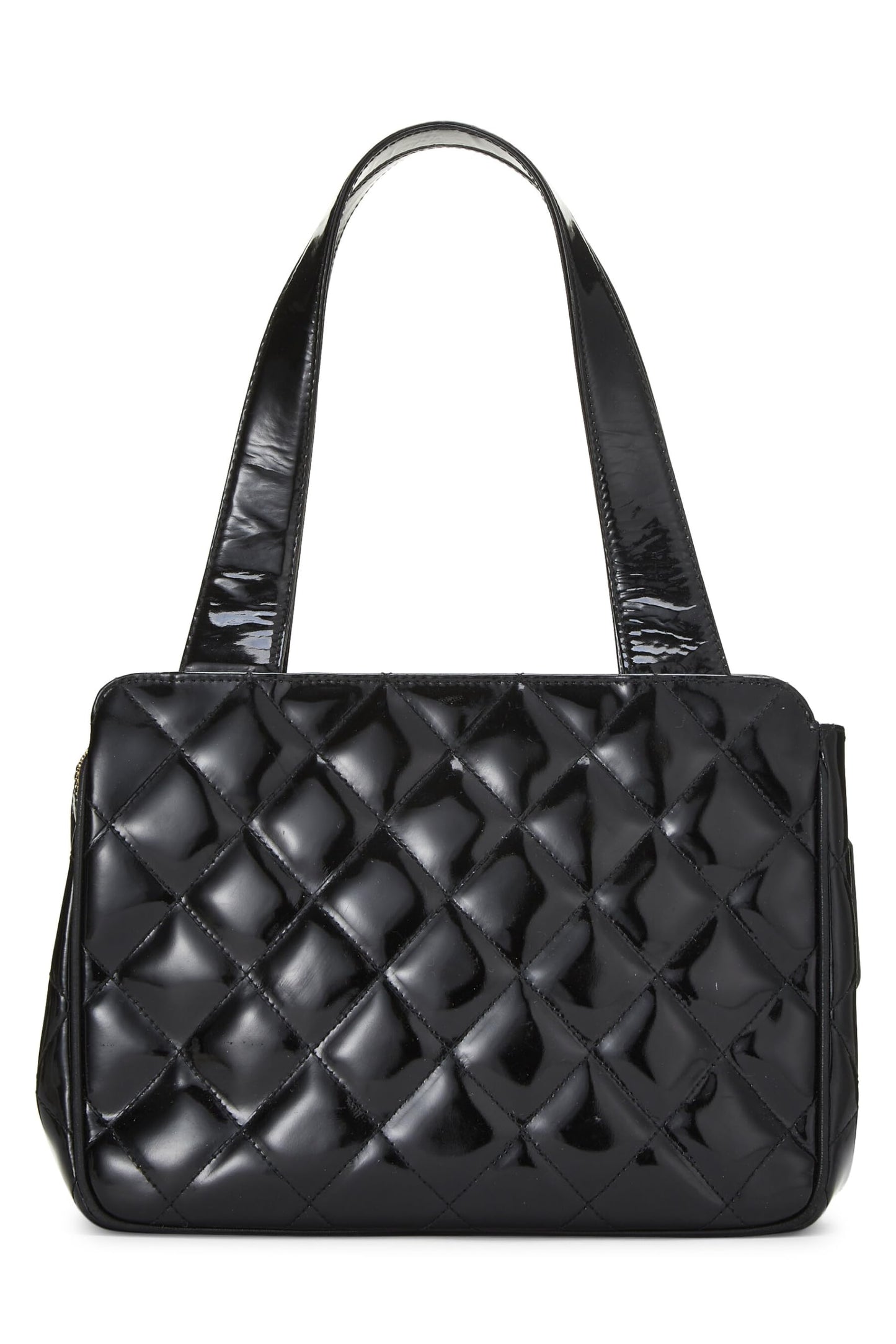 Chanel, Pre-Loved Black Quilted Patent Leather Handbag Small, Black