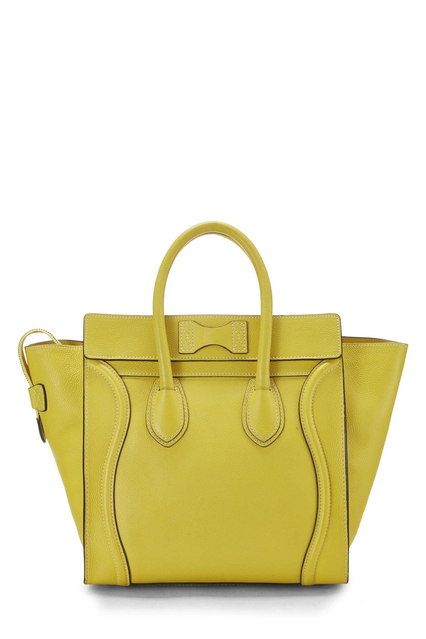 Céline, Mini maleta de piel de becerro con tambores amarillos Pre-Loved, Amarillo