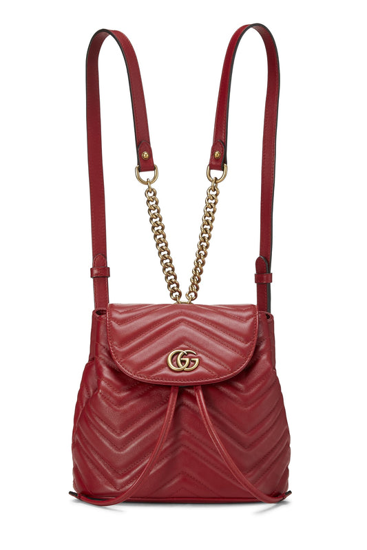 Gucci, sac à dos GG Marmont en cuir rouge d'occasion, petit, rouge