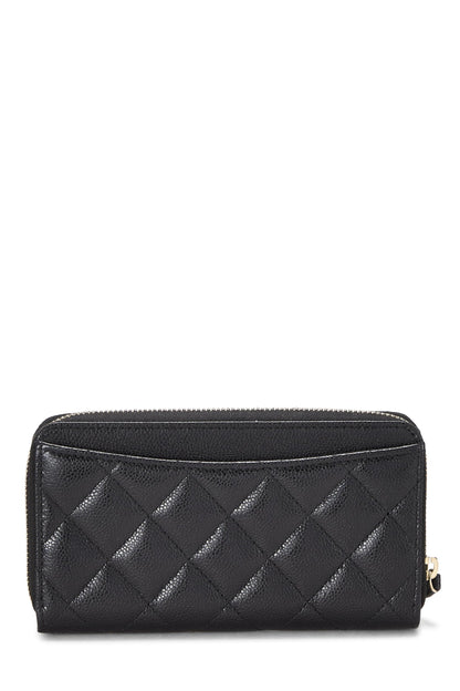 Chanel, Pre-Loved Black Quilted Caviar Zippy Small, Black