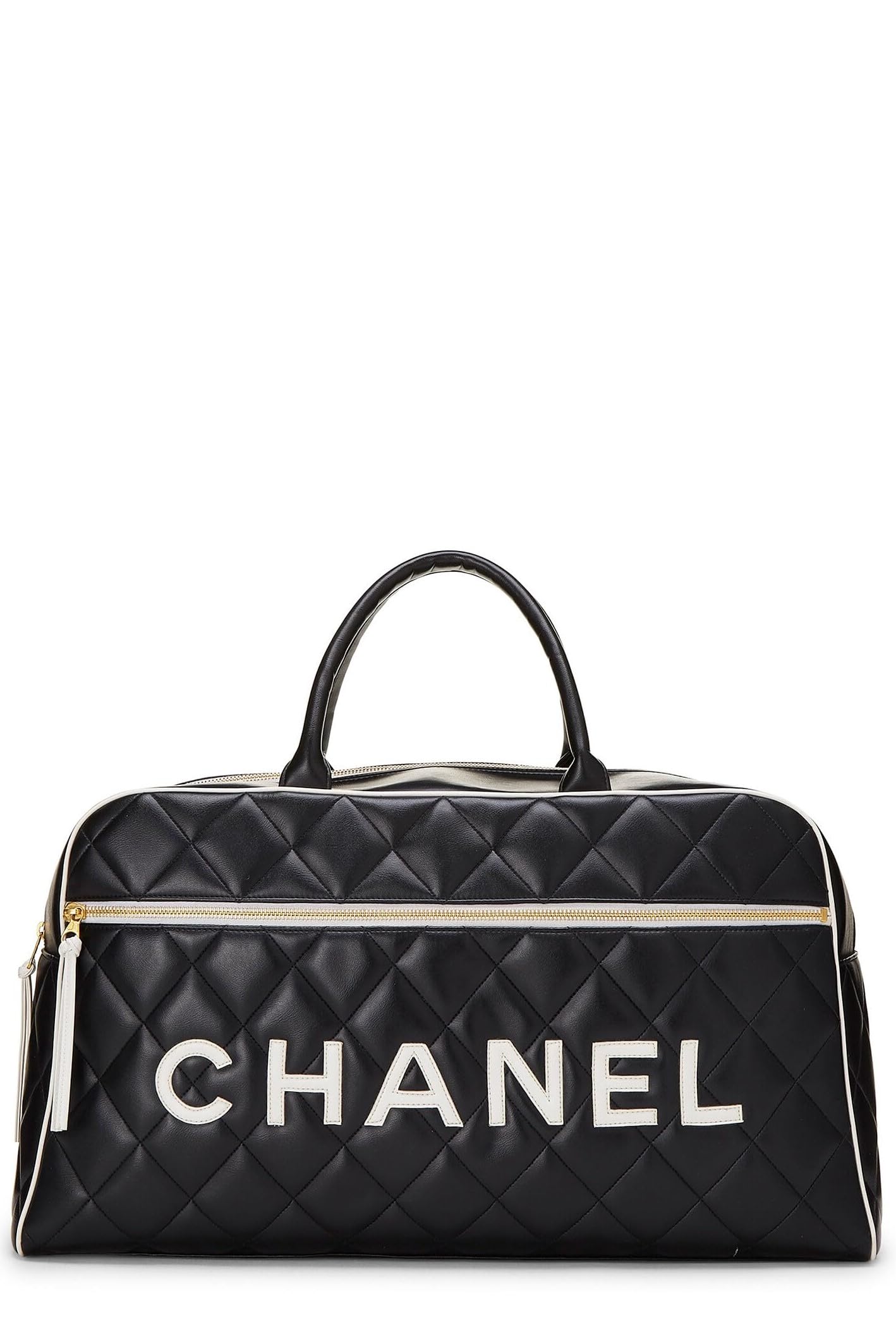 Chanel, Bombín grande de piel de becerro acolchado negro Pre-Loved, Negro