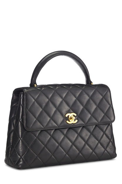 Chanel, Kelly en cuir d'agneau matelassé noir d'occasion, noir