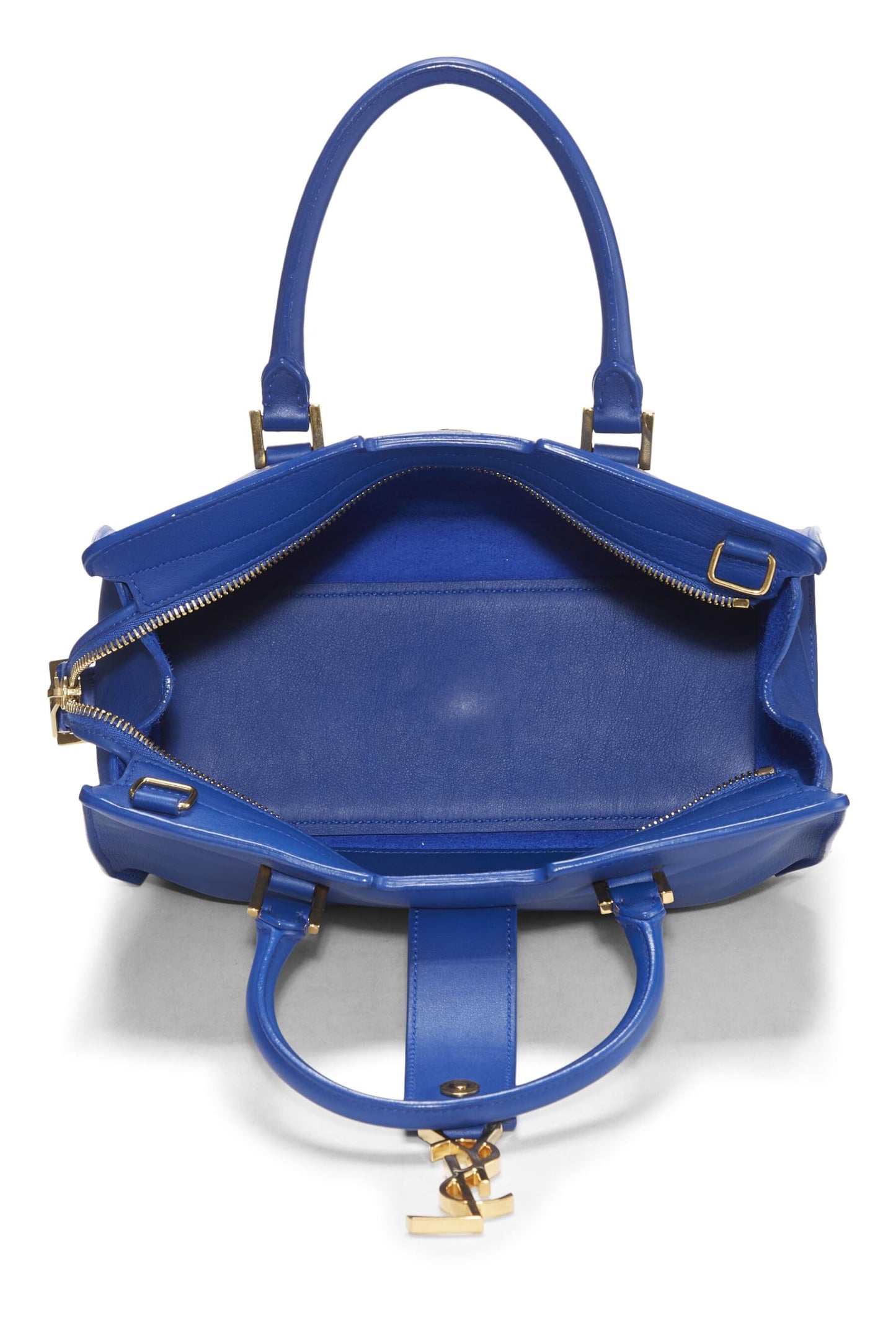 Yves Saint Laurent, Cabas Baby con monograma de cuero suave azul Pre-Loved, Azul