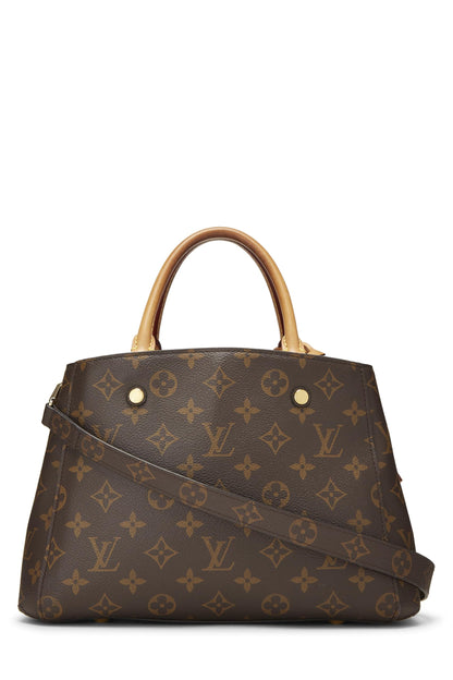 Louis Vuitton, bolso de lona Monogram Montaigne BB usado, marrón