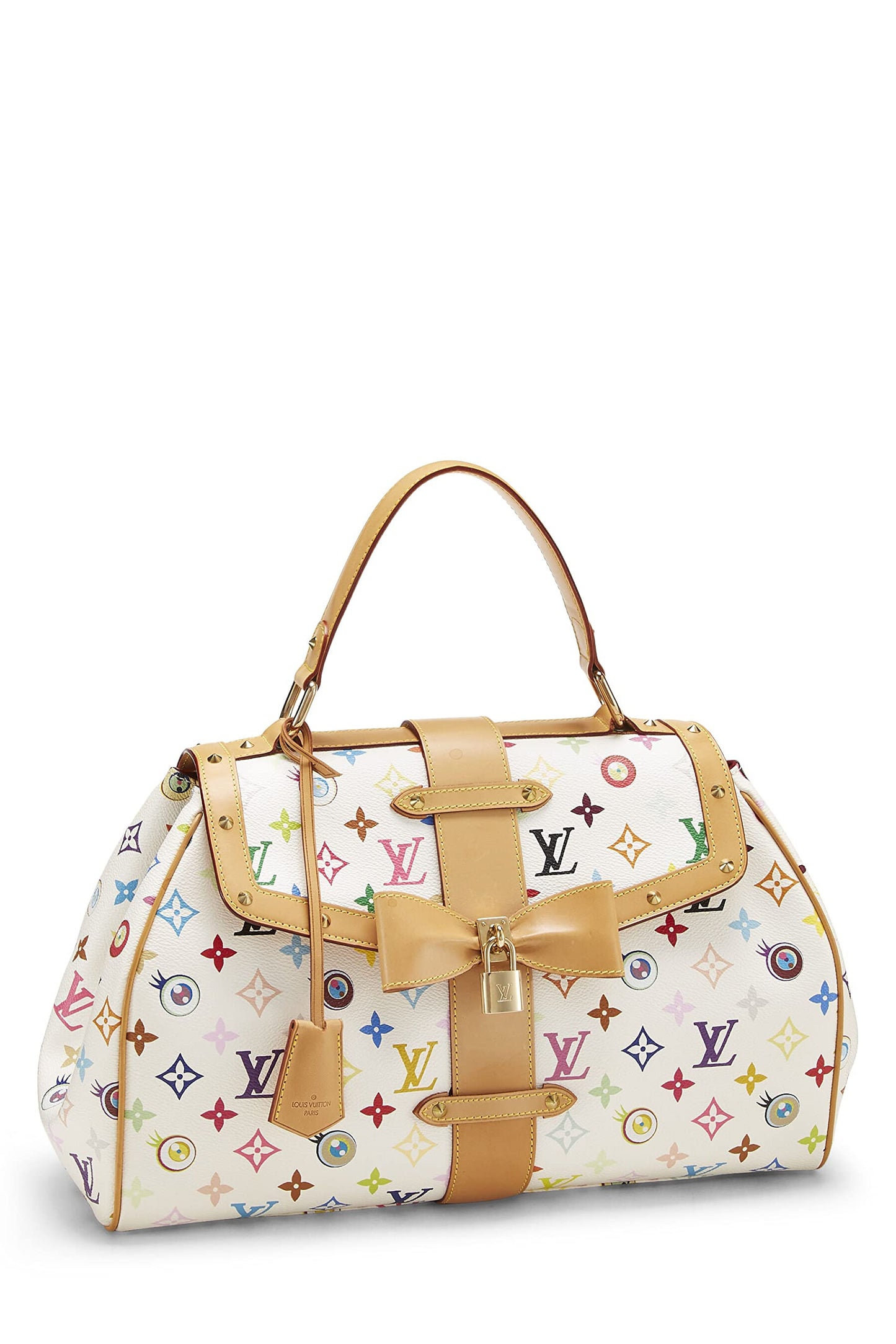 Louis Vuitton, Pre-Loved Takashi Murakami x Louis Vuitton White Monogram Multicolore Eye Love You Handbag, White