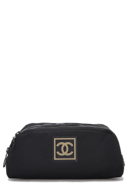 Chanel, Pre-Loved Black Sportline Nylon Zip Pouch, Black