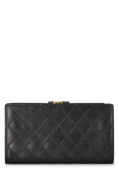 Chanel, Cartera larga de piel de cordero negra Pre-Loved, Negro