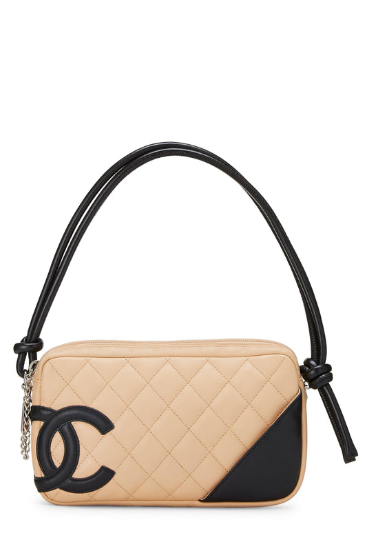 Chanel, Pre-Loved Beige Quilted Calfskin Cambon Pochette, Beige