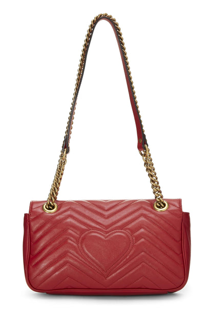 Gucci, sac à bandoulière GG Marmont en cuir rouge d'occasion, petit modèle, rouge