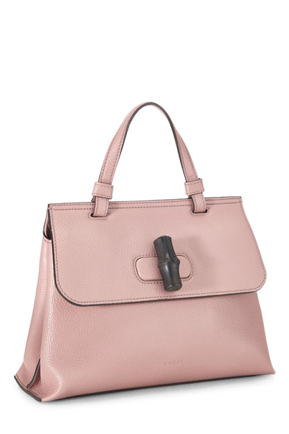 Gucci, Bolso diario pequeño de bambú de cuero rosa Pre-Loved, Rosa