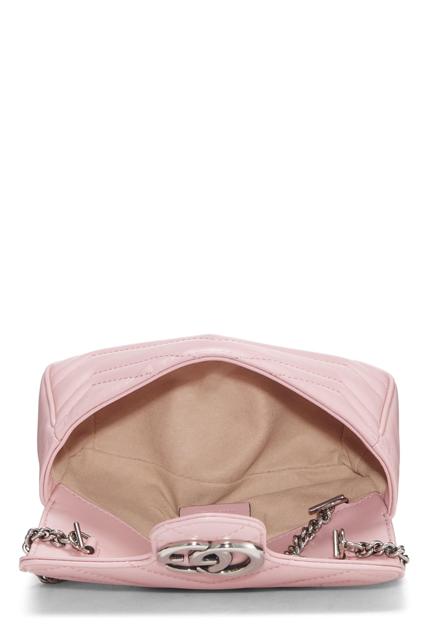 Gucci, sac à bandoulière Marmont Super Mini en cuir rose d'occasion, rose