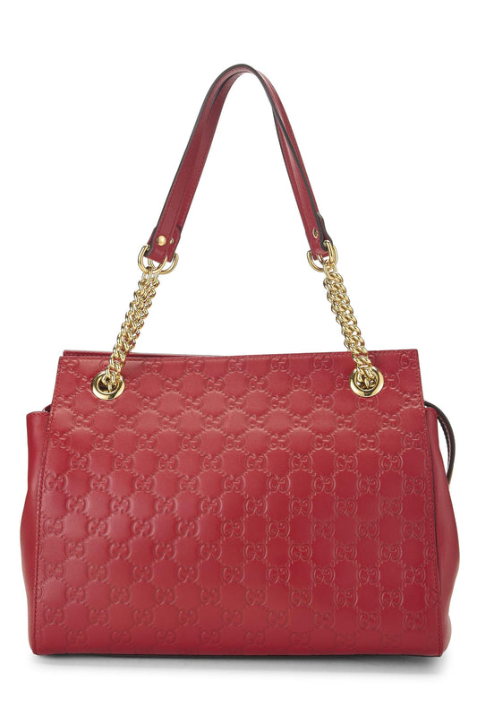 Gucci, sac fourre-tout souple Guccissima en cuir rouge d'occasion, taille moyenne, rouge