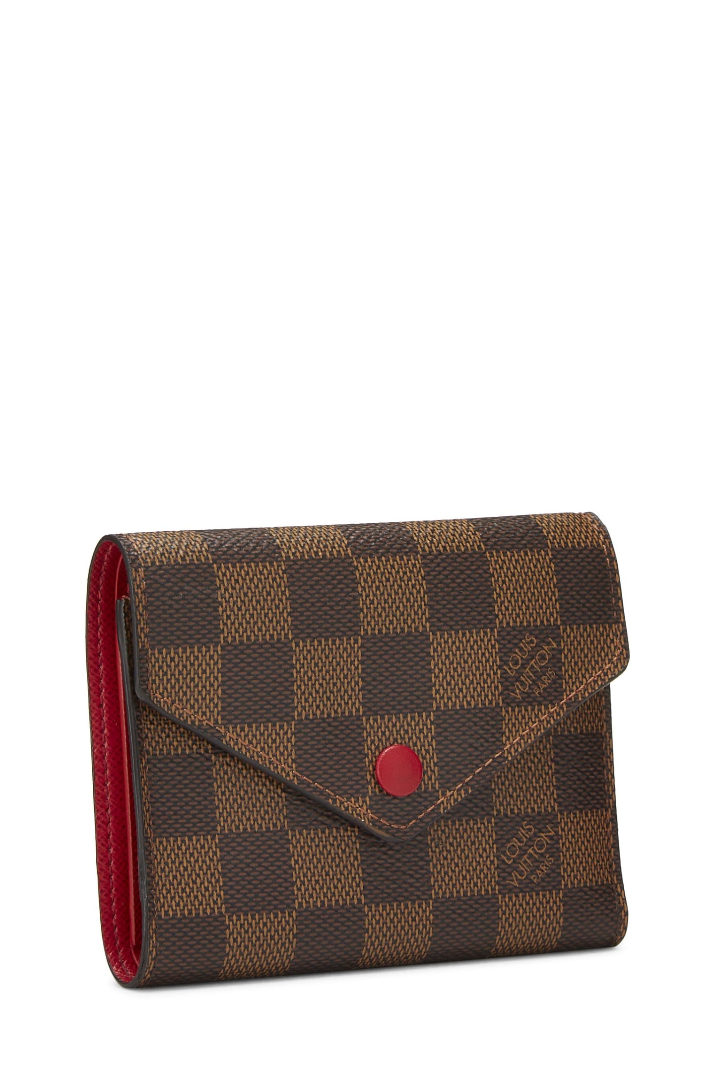 Louis Vuitton, Cartera roja Damier Ebene Victorine pre-Loved, Rojo