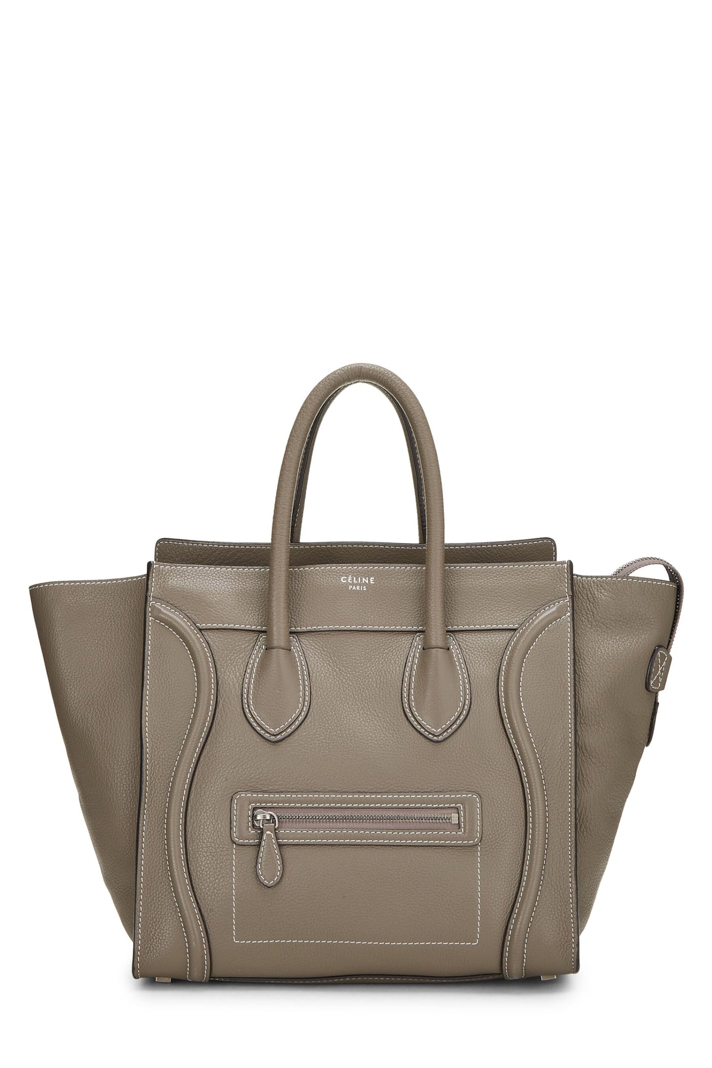 Céline, Pre-Loved Grey Calfskin Leather Luggage Mini, Grey