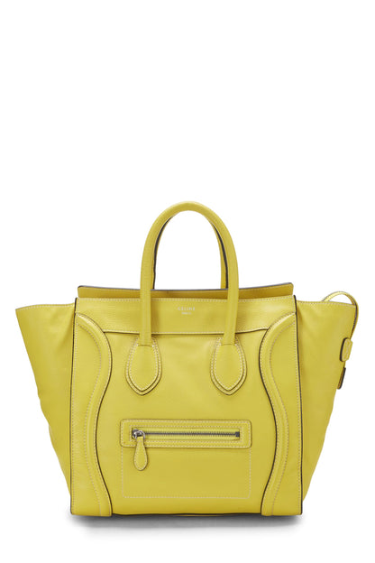 Céline, Pre-Loved Yellow Calfskin Leather Luggage Mini, Yellow