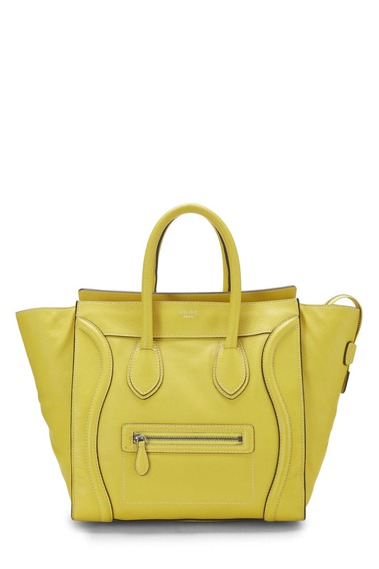 Céline, Pre-Loved Yellow Calfskin Leather Luggage Mini, Yellow