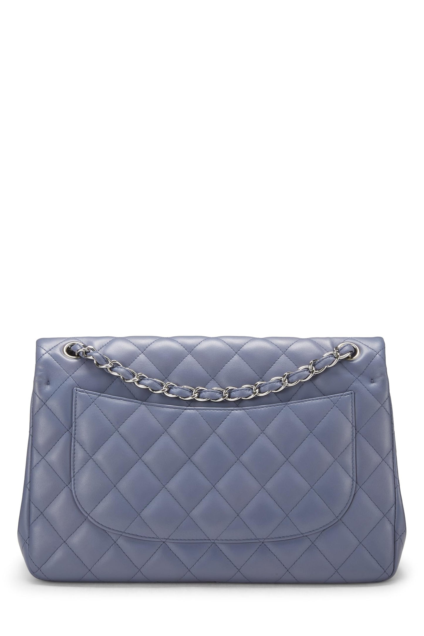 Chanel, sac à main jumbo à double rabat en cuir d'agneau matelassé violet d'occasion, violet