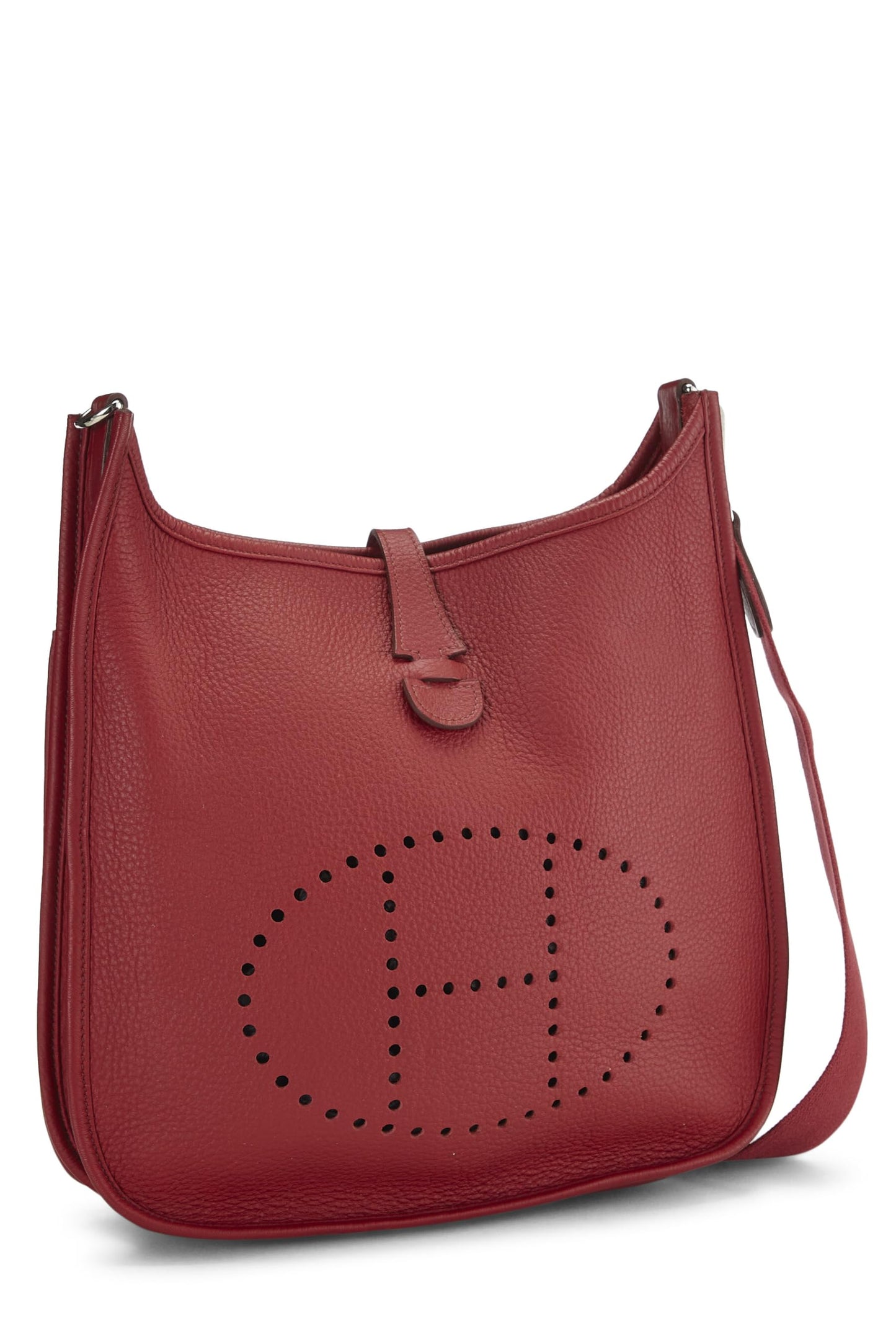 Hermès, Pre-Loved Rouge Grenat Clemence Evelyne III PM, Red