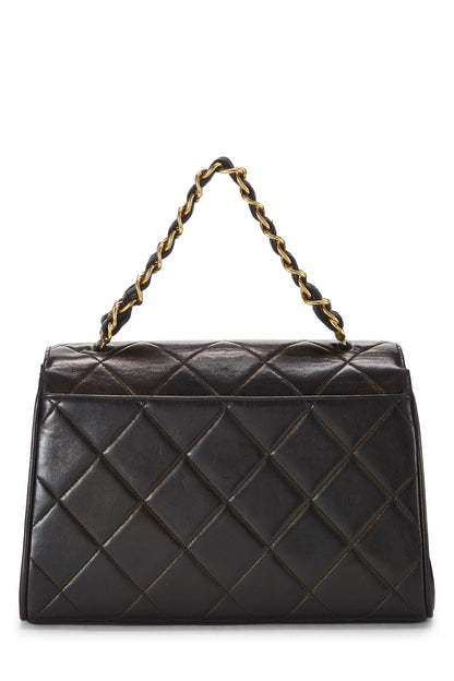 Chanel, Pre-Loved Black Quilted Lambskin Handbag Medium, Black