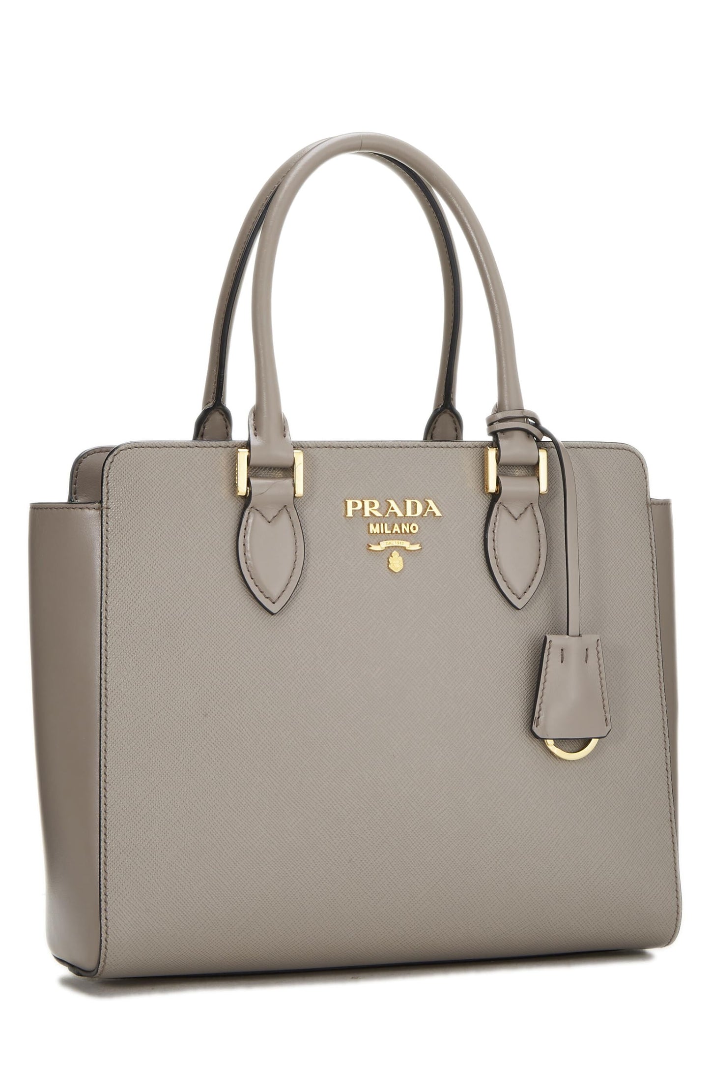 Prada, Pre-Loved Grey Saffiano Convertible Handbag Small, Grey