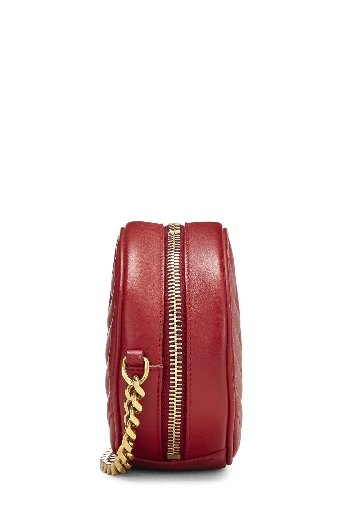 Yves Saint Laurent, Pre-Loved Red Chevron Calfskin Bubble Crossbody Small, Red