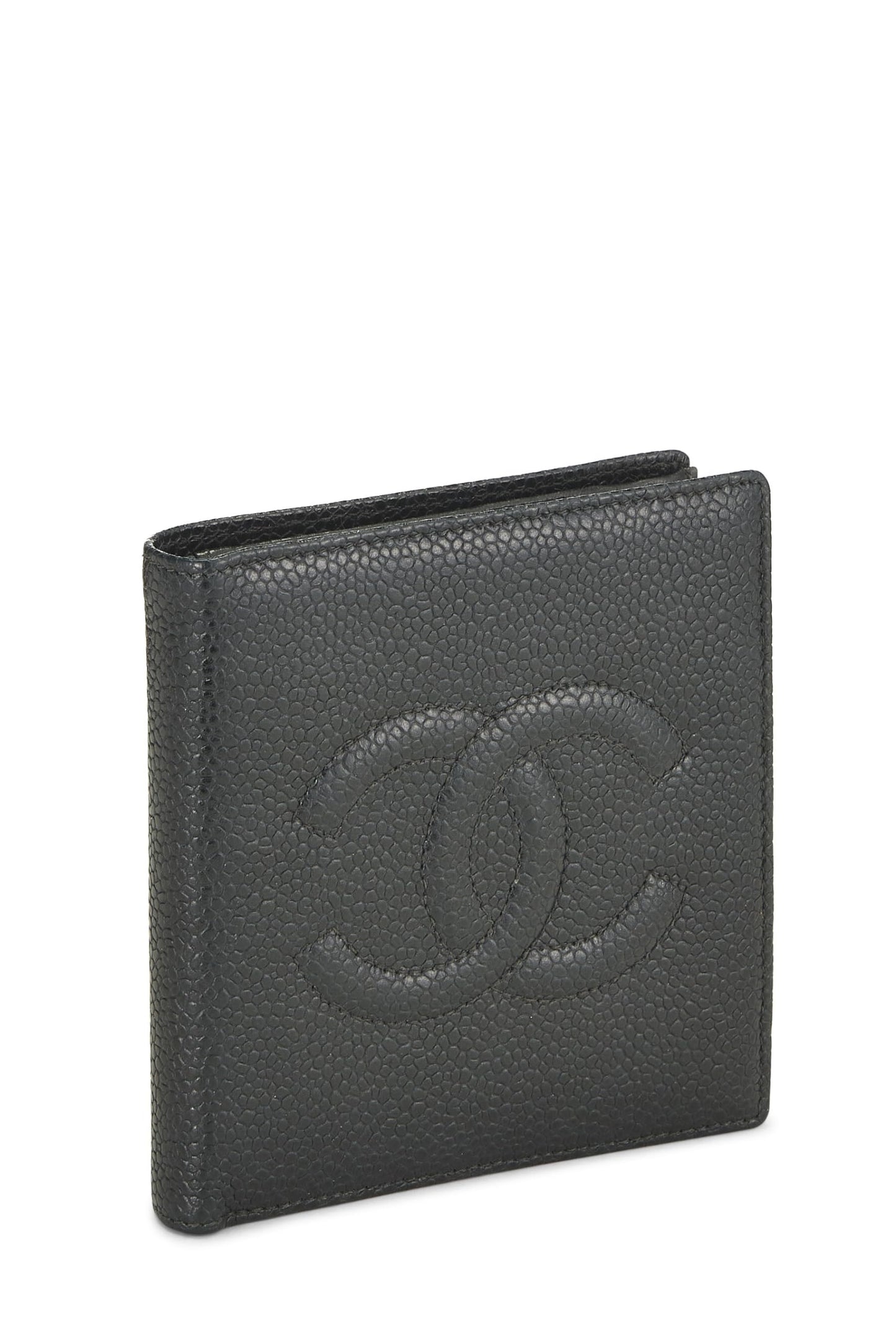 Chanel, Pre-Loved Green Caviar Timeless 'CC' Compact Wallet, Green