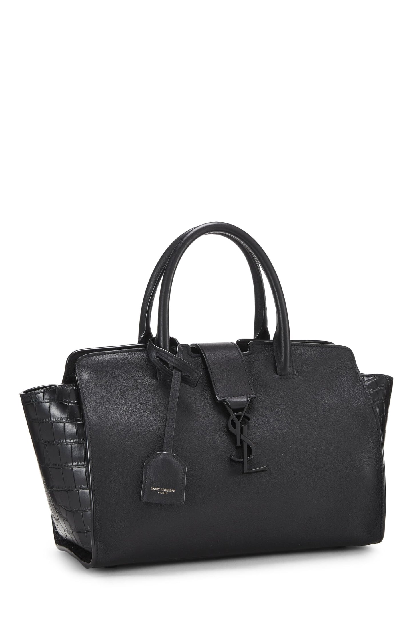 Yves Saint Laurent, Cabas Downtown Baby en cuir noir d'occasion, noir