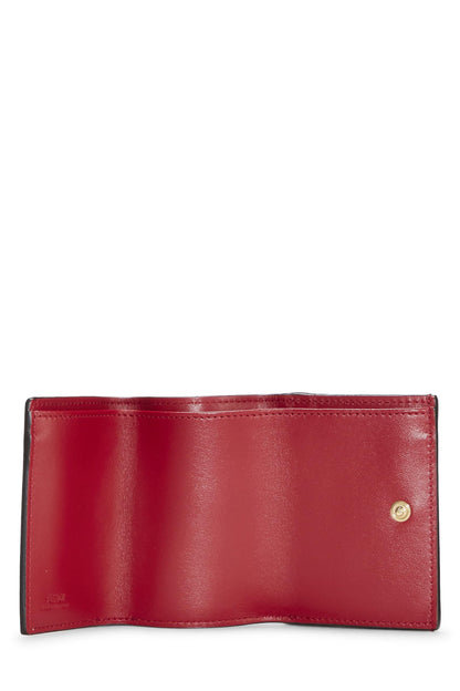 Fendi, portefeuille compact « FF » en cuir rouge d'occasion, rouge