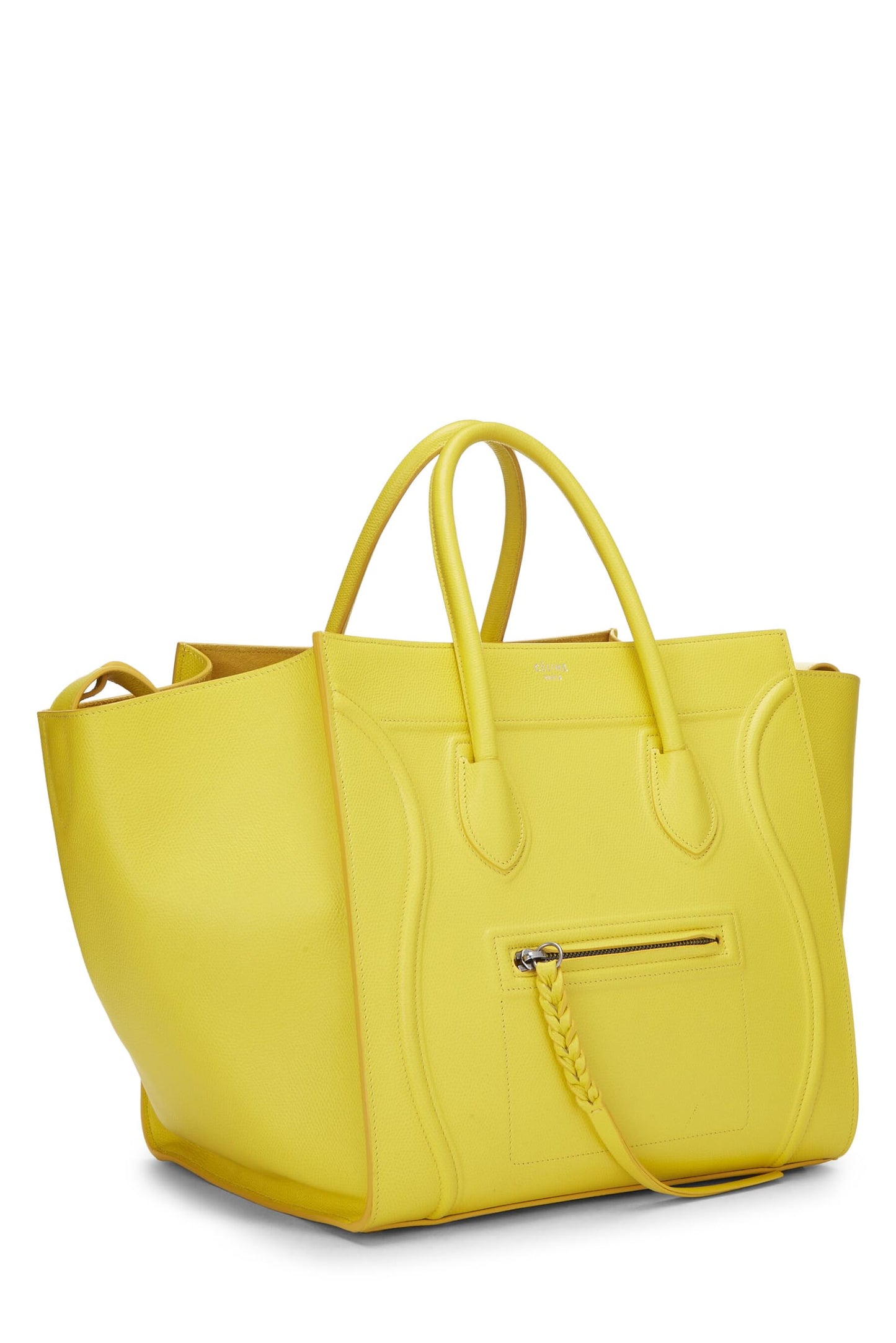 Céline, Phantom mediano de cuero amarillo Pre-Loved, Amarillo