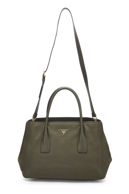 Prada, Bolso tote convertible grande Vitello Daino verde Pre-Loved, Verde