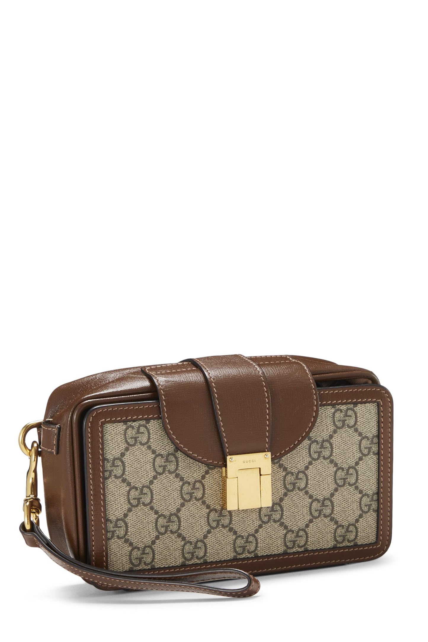 Gucci, Pre-Loved Original GG Supreme Canvas Clasp Closure Bag Mini, Brown