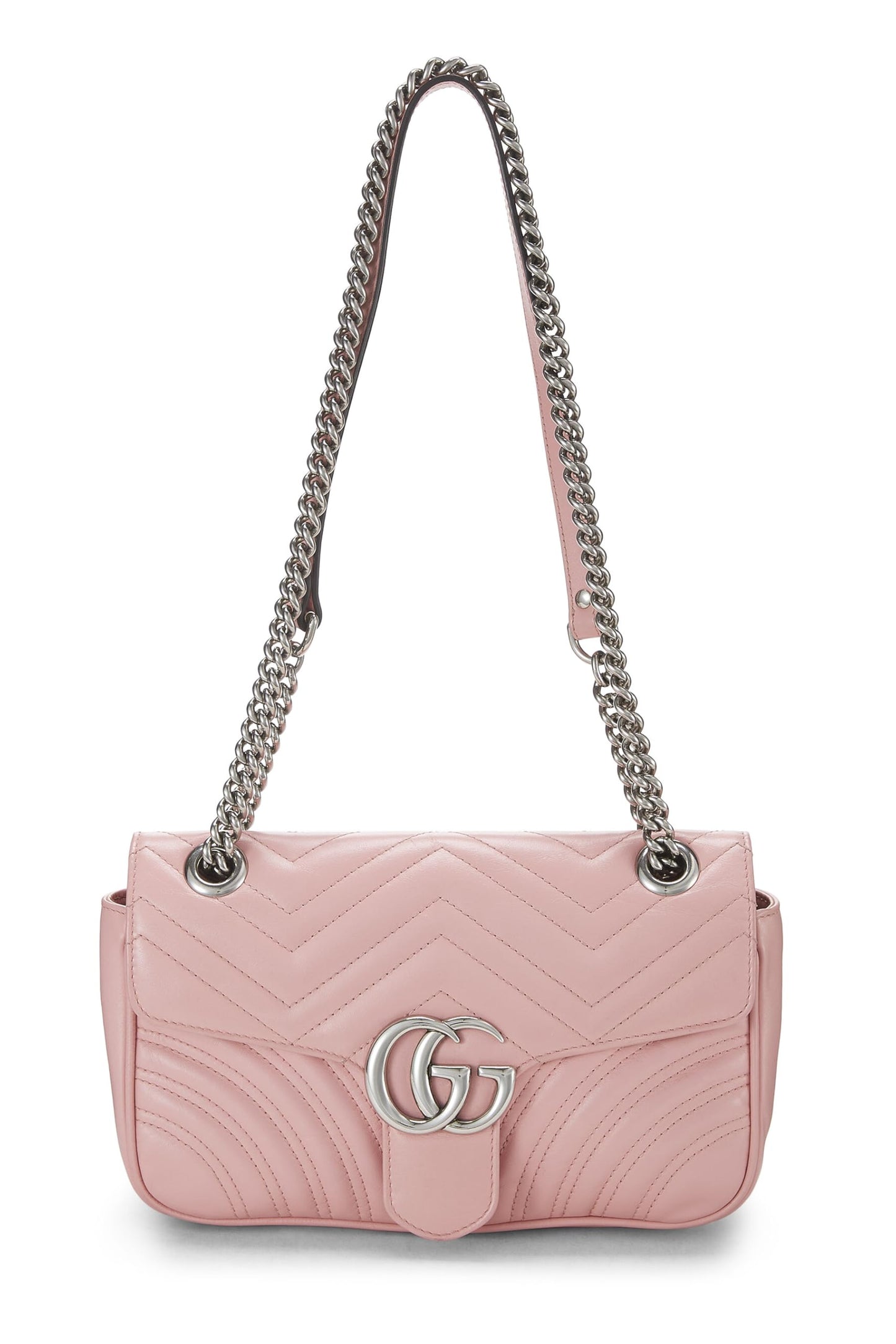 Gucci, sac à bandoulière Marmont en cuir matelassé rose d'occasion, rose