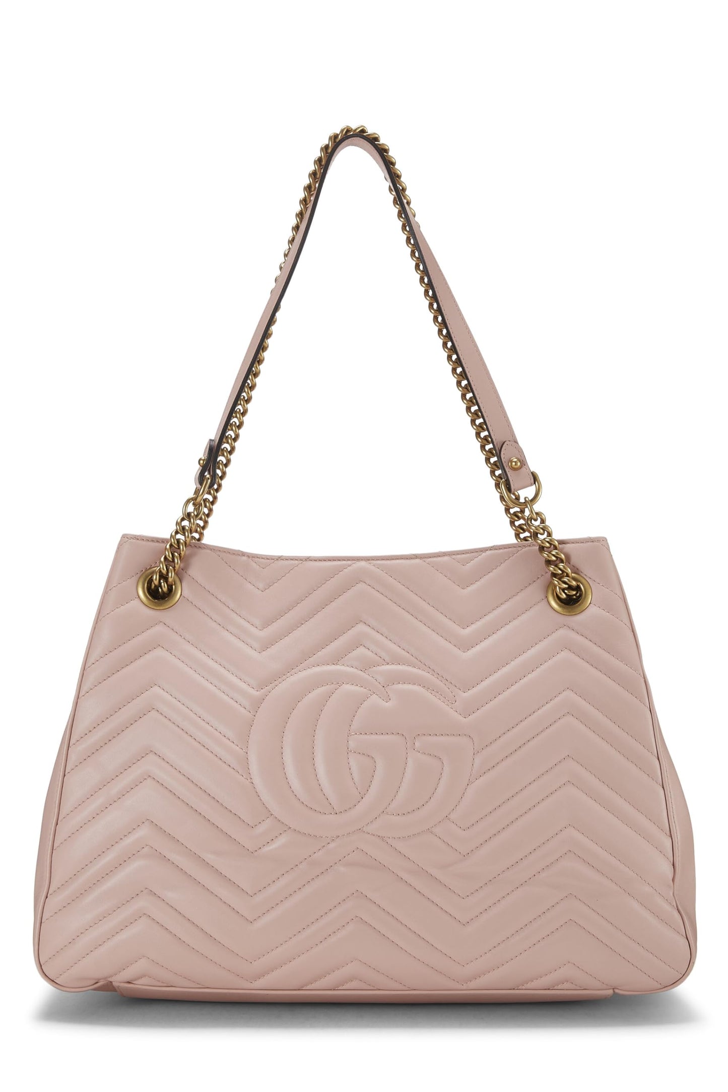 Gucci, Pre-Loved Pink Leather GG Marmont Chain Tote, Pink