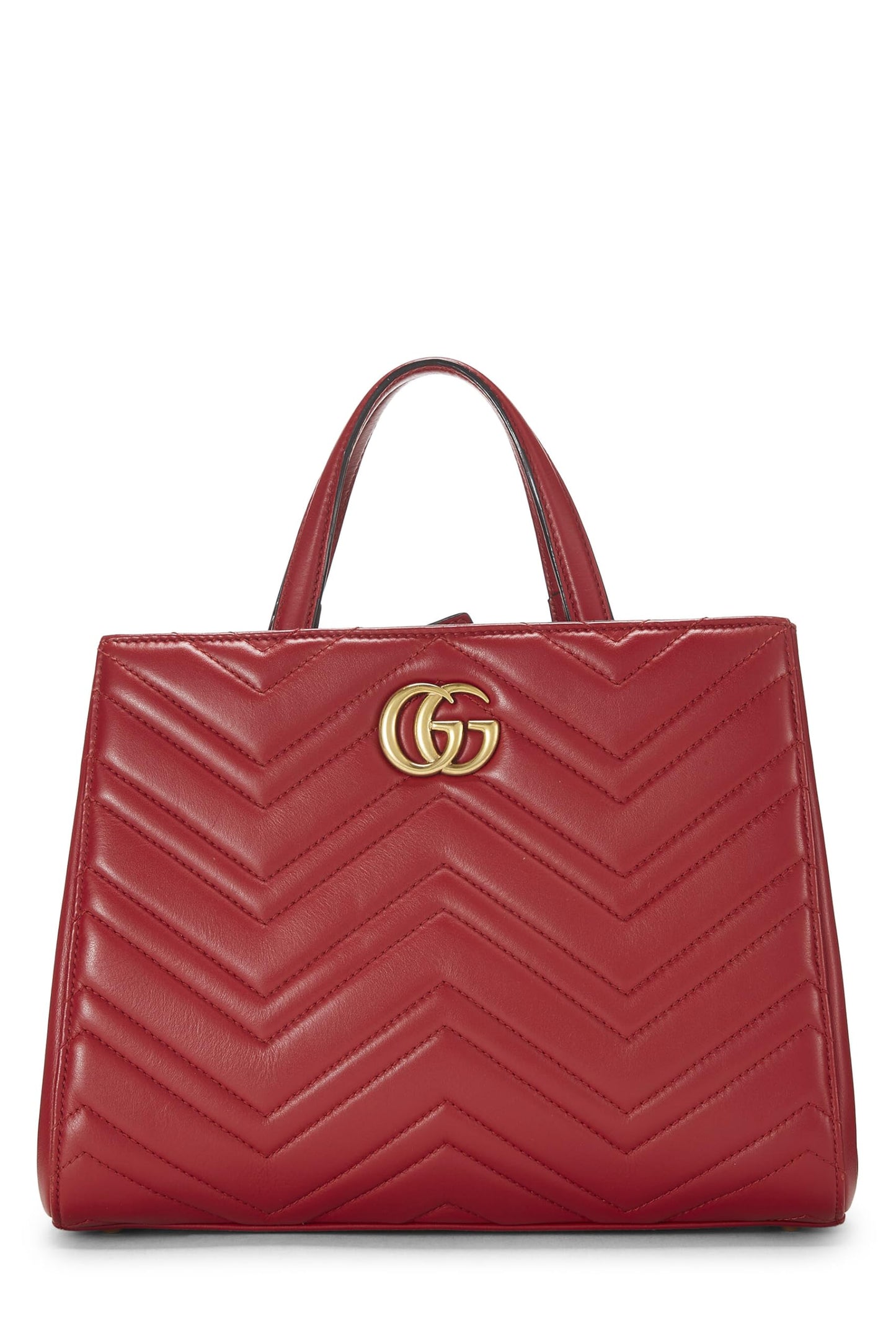 Gucci, Pre-Loved Red Leather GG Marmont Top Handle Bag Small, Red