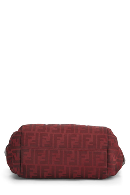 Fendi, sac fourre-tout de poche en toile Zucca rouge d'occasion, petit modèle, rouge