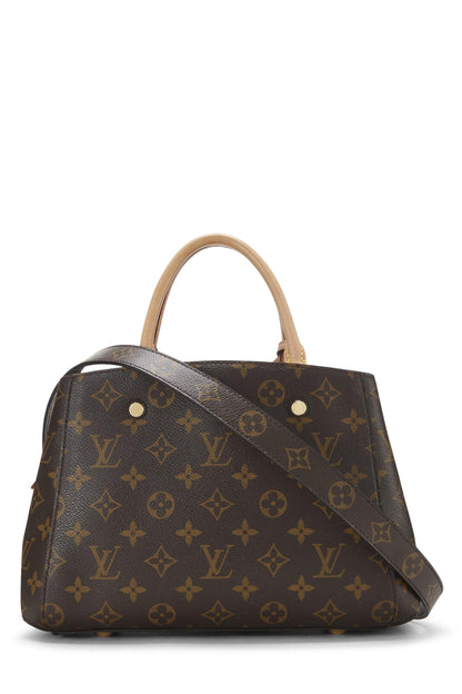 Louis Vuitton, bolso de lona Monogram Montaigne BB usado, marrón