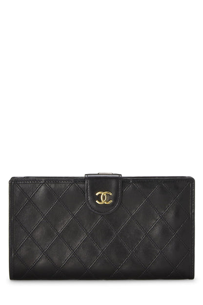 Chanel, Cartera larga de piel de cordero negra Pre-Loved, Negro