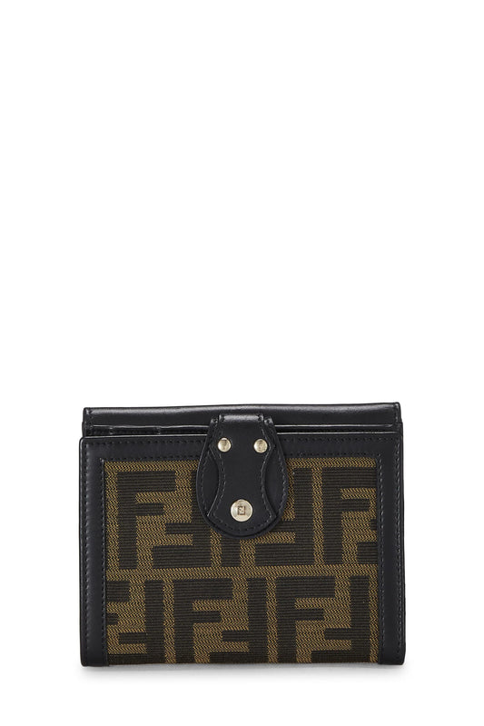 Fendi, portefeuille compact en toile marron Zucca d'occasion, marron