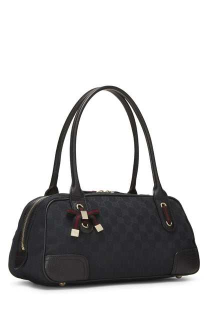 Gucci, sac à bandoulière en toile GG noire d'occasion, noir