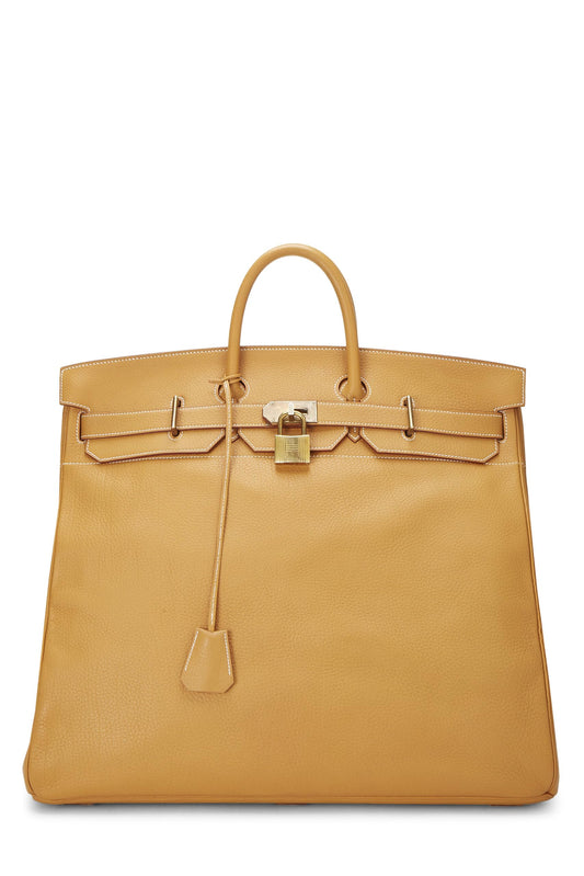 Hermès, Pre-Loved Natural Sable Fjord Haut à Courroies "HAC" Birkin 50, Sable natural