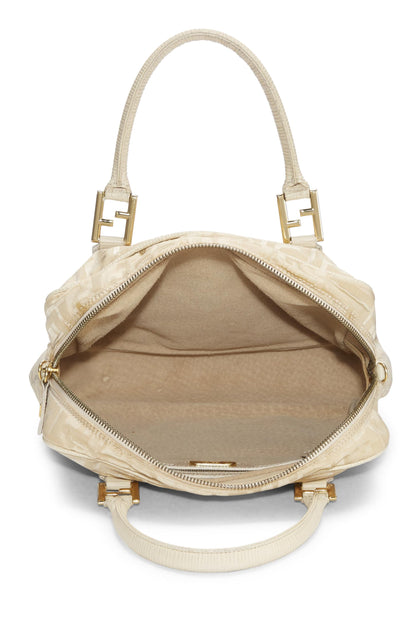 Fendi, sac à main en nylon beige Zucca d'occasion, beige