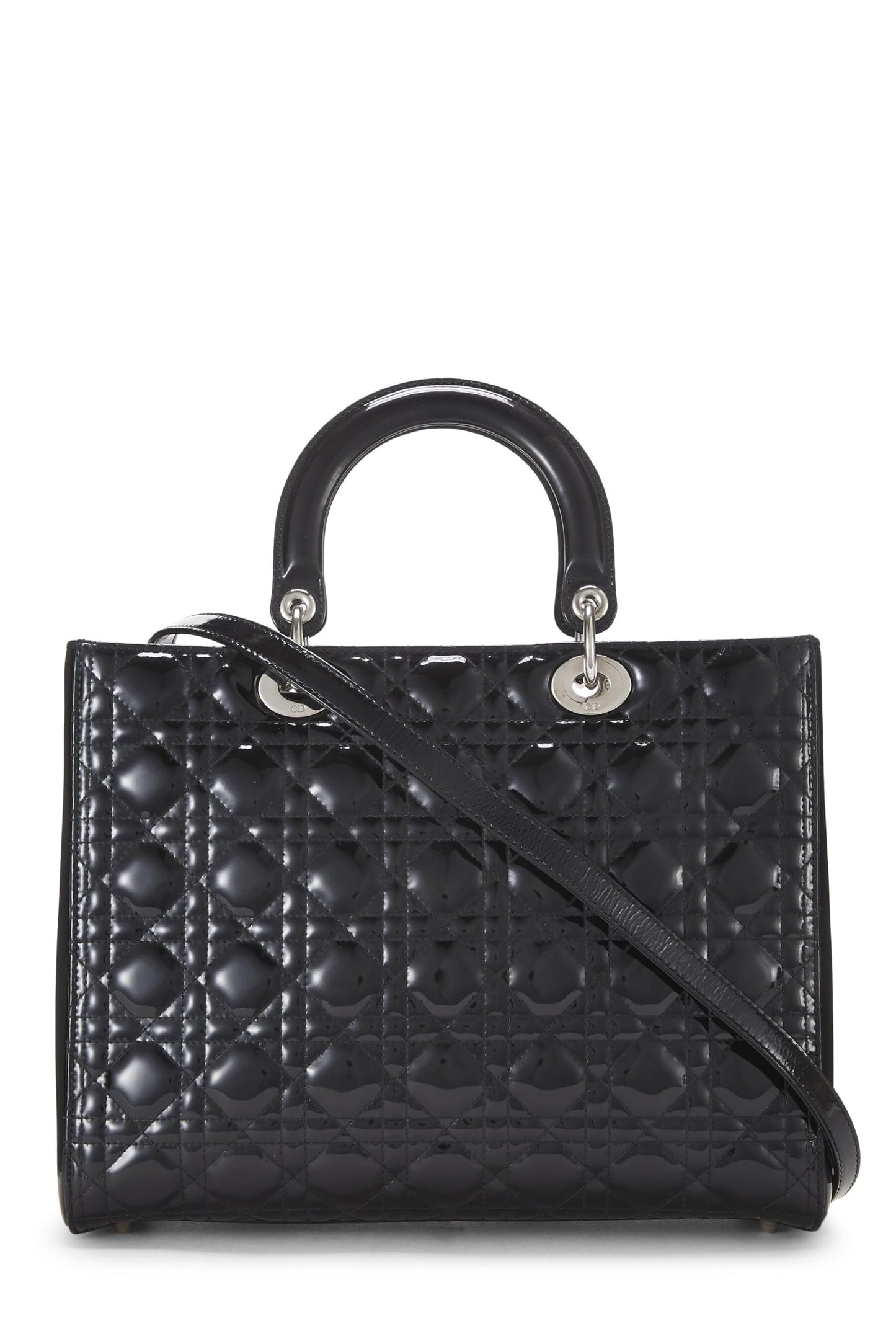 Dior, Lady Dior Large en cuir verni noir Cannage d'occasion, noir